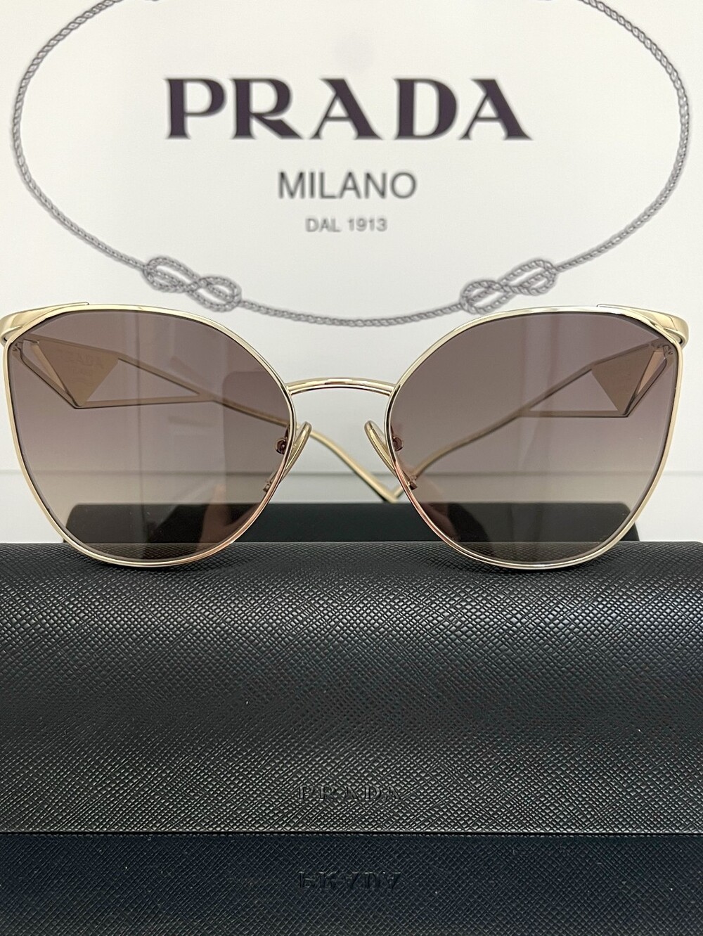 PRADA Milano SPR 507 Gold Metal Oversized Butterfly Sunglasses